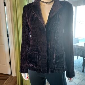 Harve Benard Women's Velour Patterned Knit Blazer - Rich Plum